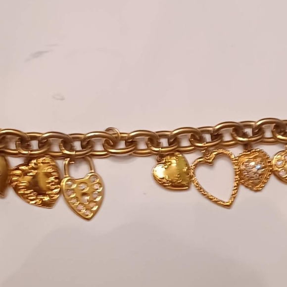 Vintage rare Kirks Folly 14k gold over sterling Heart Charm bracelet - Picture 5 of 7